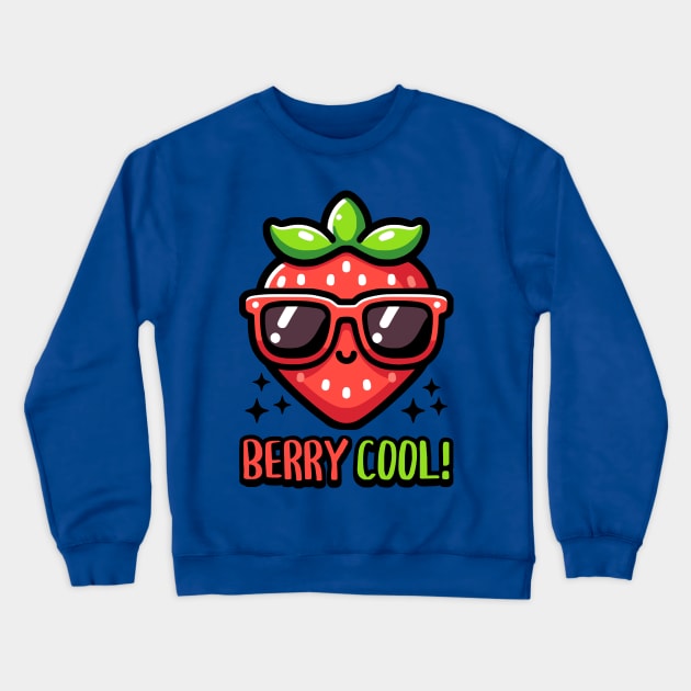 Berry Cool! Cute Strawberry Pun Crewneck Sweatshirt by Cute And Punny